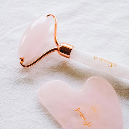Lammaste Facial Roller | White Quartz | Rose Quartz Fixed Size