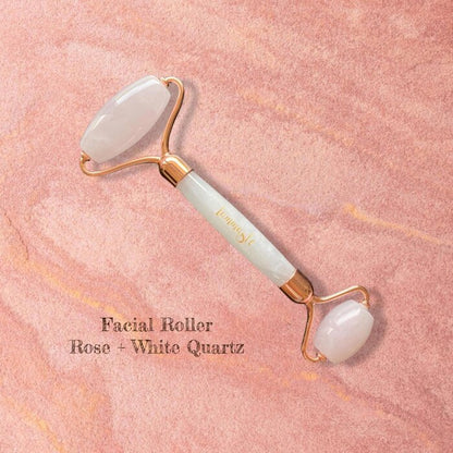 Lammaste Facial Roller | White Quartz | Rose Quartz Fixed Size