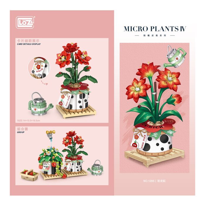 LOZ Mini Blocks - Eternal Flowers Garden Series - Destined to be Red Building Bricks Set 15 x 22 x 8.5cm