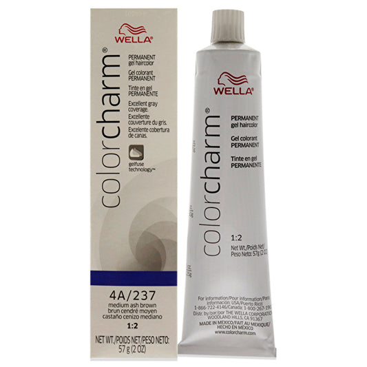 Wella Color Charm Permanent Hair Color Gel - 237 4a Medium Ash Brown For Unisex 60ml/2oz